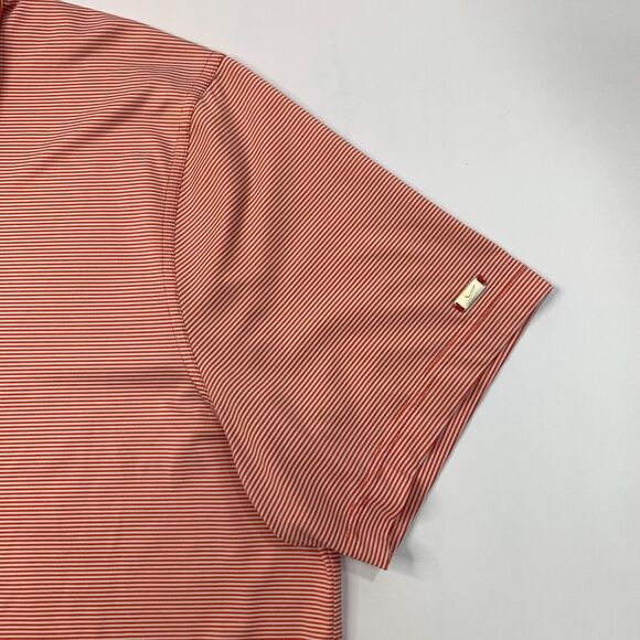 Nike Polo Shirt Men XL Extra Large Orangeade/White Striped Dri Fit Moisture Wick - Picture 5 of 12